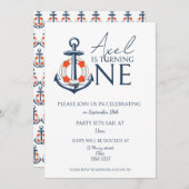 男の航海の子いかり誕生日パーティーへの招待 招待状 (正面/裏面)