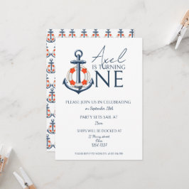 男の航海の子いかり誕生日パーティーへの招待 招待状