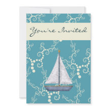 男の航海の子のための帆船の赤ちゃんシャワー招待状