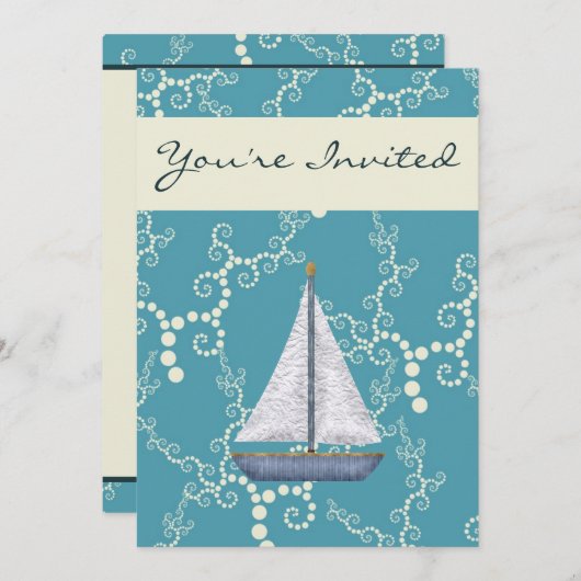 男の航海の子のための帆船の赤ちゃんシャワー招待状 招待状 (正面/裏面)