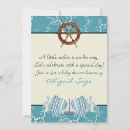 男の航海の子のための帆船の赤ちゃんシャワー招待状 招待状