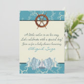 男の航海の子のための帆船の赤ちゃんシャワー招待状 招待状 (スタンド正面)