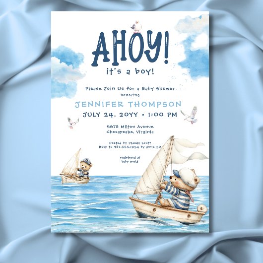 男の航海の子の船員が赤ん坊のシャワーを浴びる 招待状