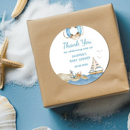 男の航海の子の赤ちゃんシャワーありがとう ラウンドシール