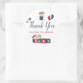 男の航海の子の赤ちゃんシャワーありがとう ラウンドシール (バッグ)