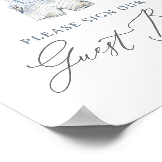 男の航海の子の赤ちゃんシャワーのゲストブックサイン ポスター (角)