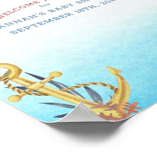 男の航海の子の赤ちゃんシャワーへようこそ ポスター (角)