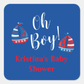 男の航海の子の赤ちゃんシャワーシール スクエアシール (正面)