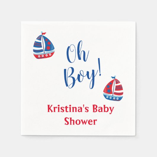 男の航海の子の赤ちゃんシャワーナプキン スタンダードカクテルナプキン (正面)