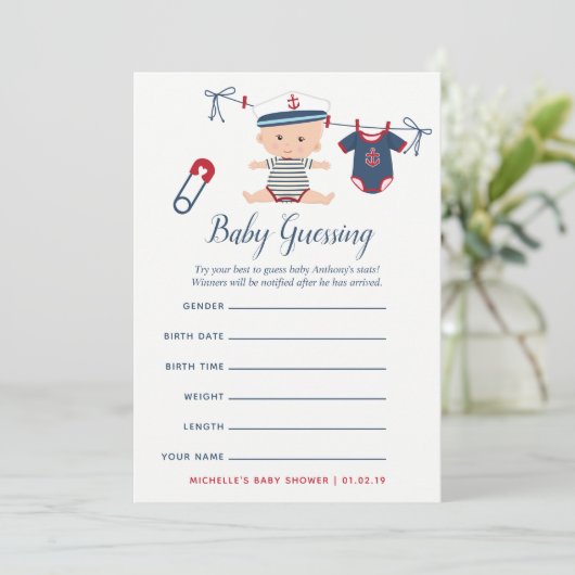 男の航海の子の赤ちゃんシャワーベビー予測ゲーム 招待状 (スタンド正面)