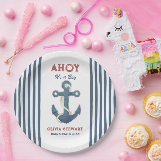男の航海の子の赤ちゃんシャワー招待状 ペーパープレート (パーティー)