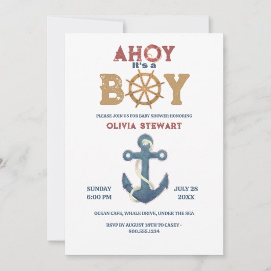 男の航海の子の赤ちゃんシャワー招待状 招待状 (正面)