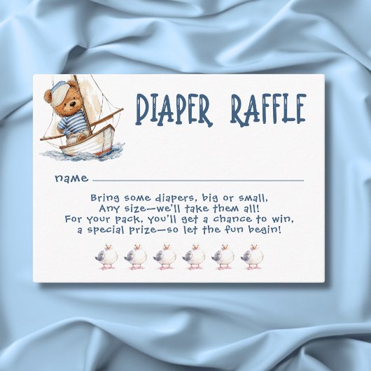 男の航海の子セーラーテディおむつベビーシャワー エンクロージャーカード