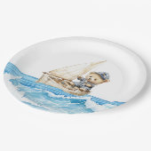 男の航海の子セーラーテディが赤ちゃんシャワーを付ける ペーパープレート (アングル)