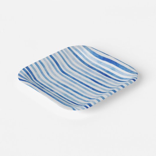 男の航海の子セーラーテディベアストライプベビーシャワー ペーパープレート (傾斜あり)