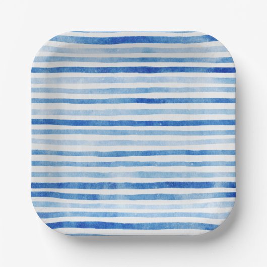 男の航海の子セーラーテディベアストライプベビーシャワー ペーパープレート (正面)