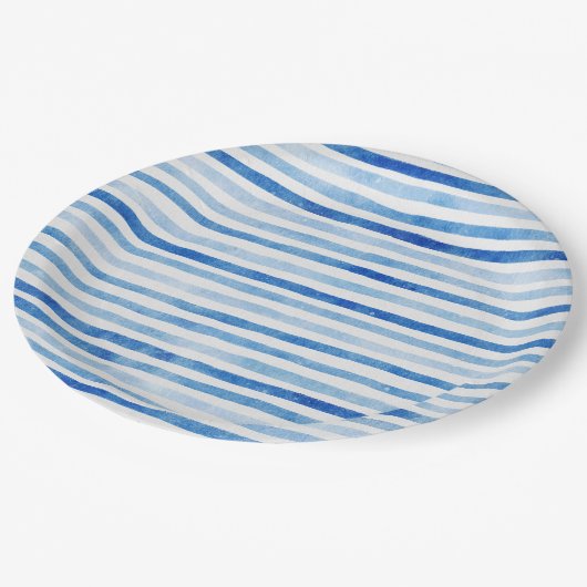 男の航海の子セーラーテディベアストライプベビーシャワー ペーパープレート (アングル)