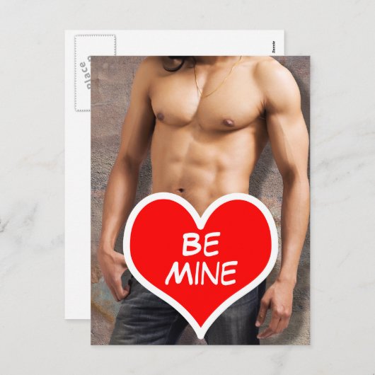 男の裸の胸は私のバレンタイン シーズンポストカード (正面/裏面)