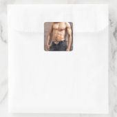 男の裸の胸写真 スクエアシール (バッグ)