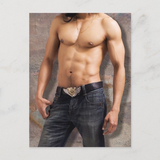 男の裸の胸写真 ポストカード (正面)