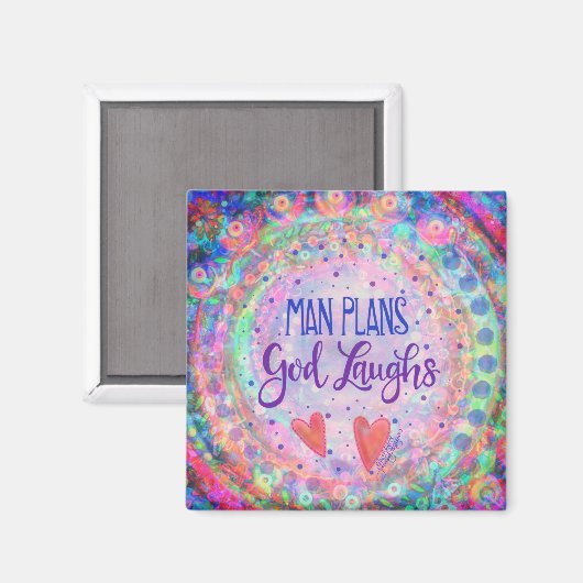 男の計画、神はインスピリシティトレンディーを笑うかわいらし マグネット (正面/裏面)