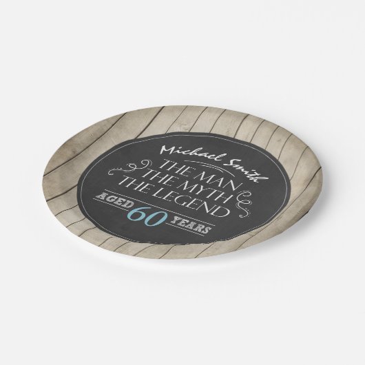 男の誕生日プレート男の神話の伝説素朴大人 ペーパープレート (アングル)