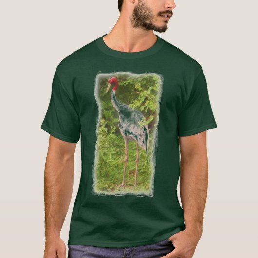 男の赤い頭の鳥のシャツ Tシャツ (正面)