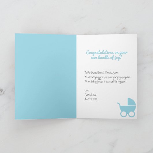 男の赤ちゃんおめでとうカード付きベビーカー カード (内部)