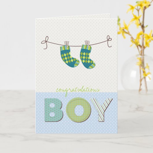 男の赤ちゃんおめでとうカード カード (黄色い花)