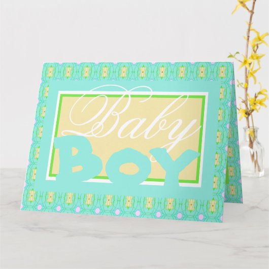 男の赤ちゃんおめでとうシャワーカード カード (黄色い花)