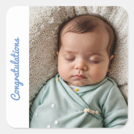 男の赤ちゃんおめでとうシール誕生 スクエアシール