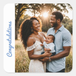 男の赤ちゃんおめでとうシール スクエアシール