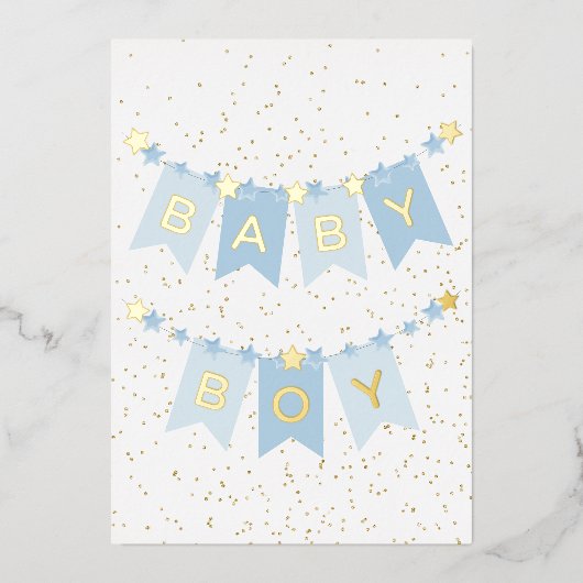 男の赤ちゃんおめでとうフォイルカード 箔シーズンカード (正面)