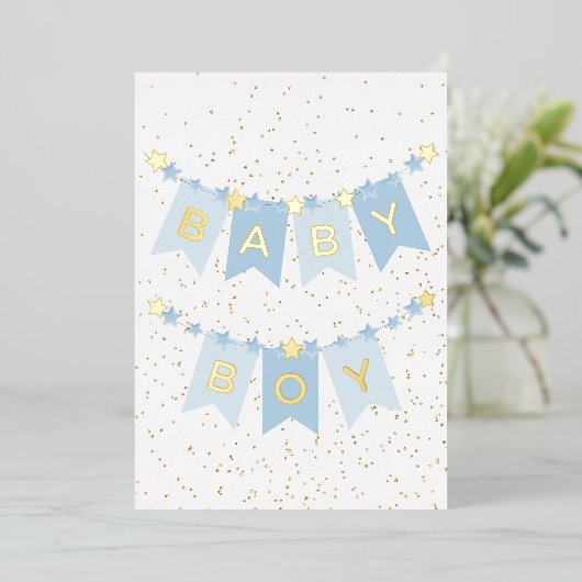 男の赤ちゃんおめでとうフォイルカード 箔シーズンカード (立ち正面)