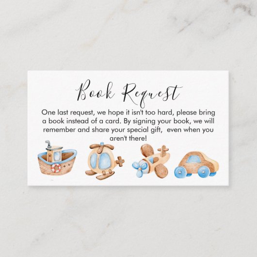 男の赤ちゃんおもちゃブックリクエストカードの挿入 エンクロージャーカード (正面)