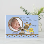 男の赤ちゃんおもちゃPHOTO Birth発表 案内状 (スタンド正面)