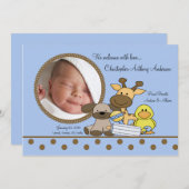 男の赤ちゃんおもちゃPHOTO Birth発表 案内状 (正面/裏面)