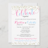 男の赤ちゃんおよび女の子によって結合されるベビーシャワーの招待状 招待状 (正面)