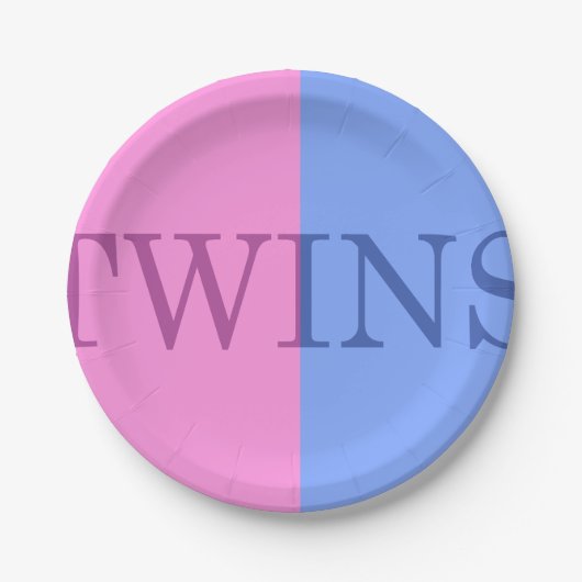 男の赤ちゃんおよび女の子の二卵性双生児の紙皿 ペーパープレート (正面)