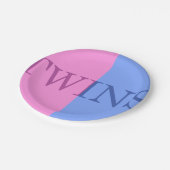 男の赤ちゃんおよび女の子の二卵性双生児の紙皿 ペーパープレート (アングル)