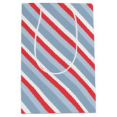 男の赤ちゃんお洒落デニムキュートブルーストライプズ ミディアムペーパーバッグ (正面)