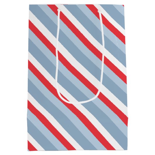 男の赤ちゃんお洒落デニムキュートブルーストライプズ ミディアムペーパーバッグ (裏面)