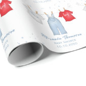 男の赤ちゃんお洒落デニムキュートブルーベビーシャワー ラッピングペーパー (ロールコーナー)