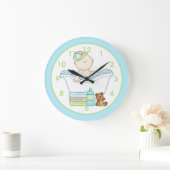 男の赤ちゃんお風呂キッドの時計を手に ラージ壁時計 (ホーム)