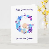 男の赤ちゃんからの祖父母のデイカード カード (黄色い花)