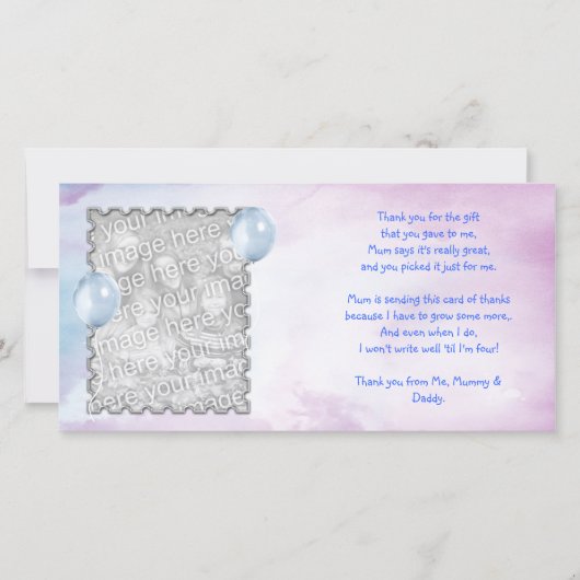 男の赤ちゃんからの青空のサンキューカード サンキューカード (正面)