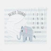 男の赤ちゃんかわいいブルーエレファントサファリマイルストーン