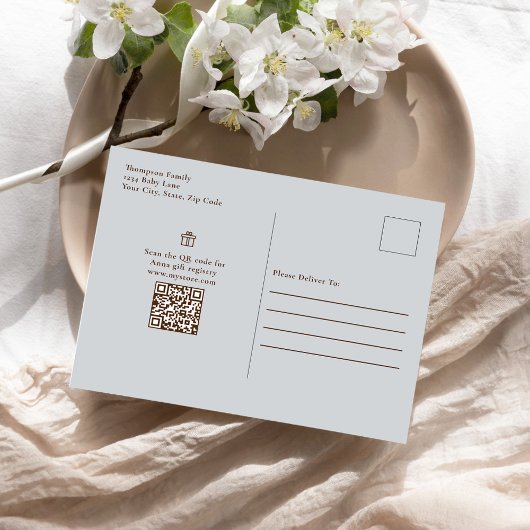 男の赤ちゃんかわいいブルーシャワー招待状 ポストカード