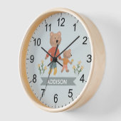 男の赤ちゃんかわいいブルーフォレストベア子供部屋 壁時計 (傾斜)