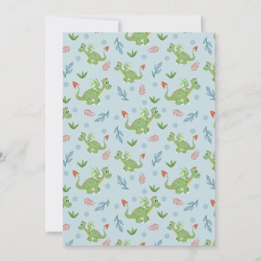 男の赤ちゃんかわいいモダンと緑のドラゴンベビーシャワー 招待状 (裏面)